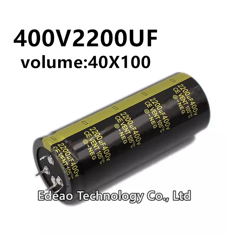 

1Pcs 400V 2200UF 400V2200UF 2200UF400V volume: 40X100 mm 4Pin audio power amplifier inverter aluminum electrolytic capacitor