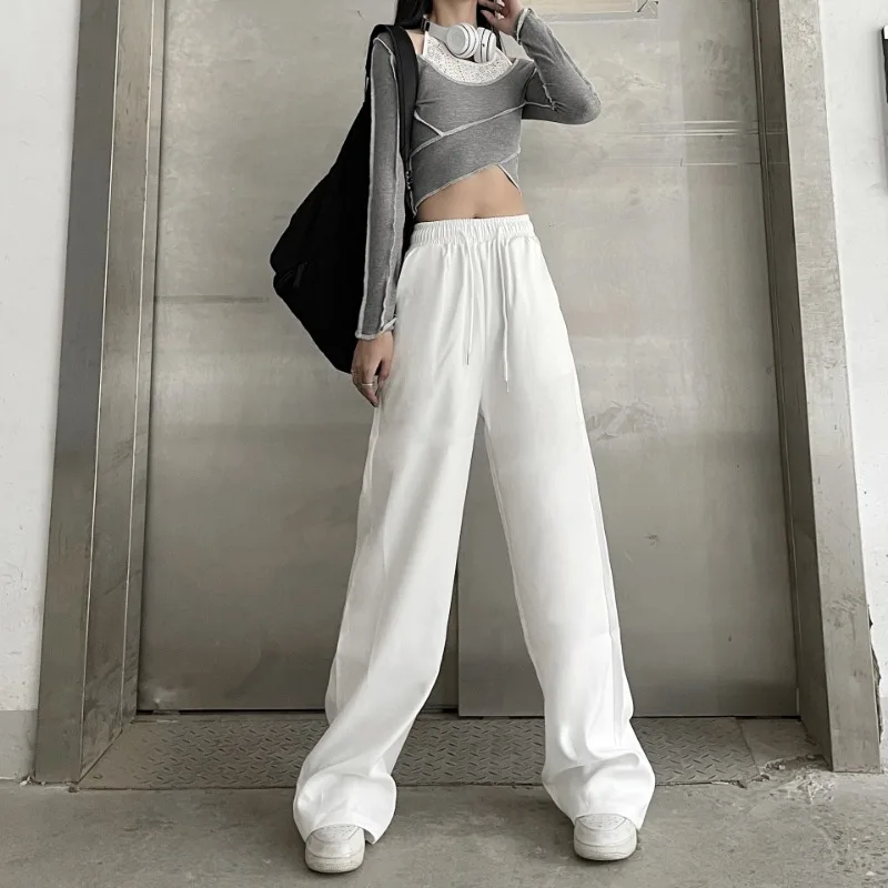 

Women Autumn Wide Leg Pants Solid High Waist Straight Pant Korean Streetwear Loose Casual Sweatpants Long Trousers Y2k Pants