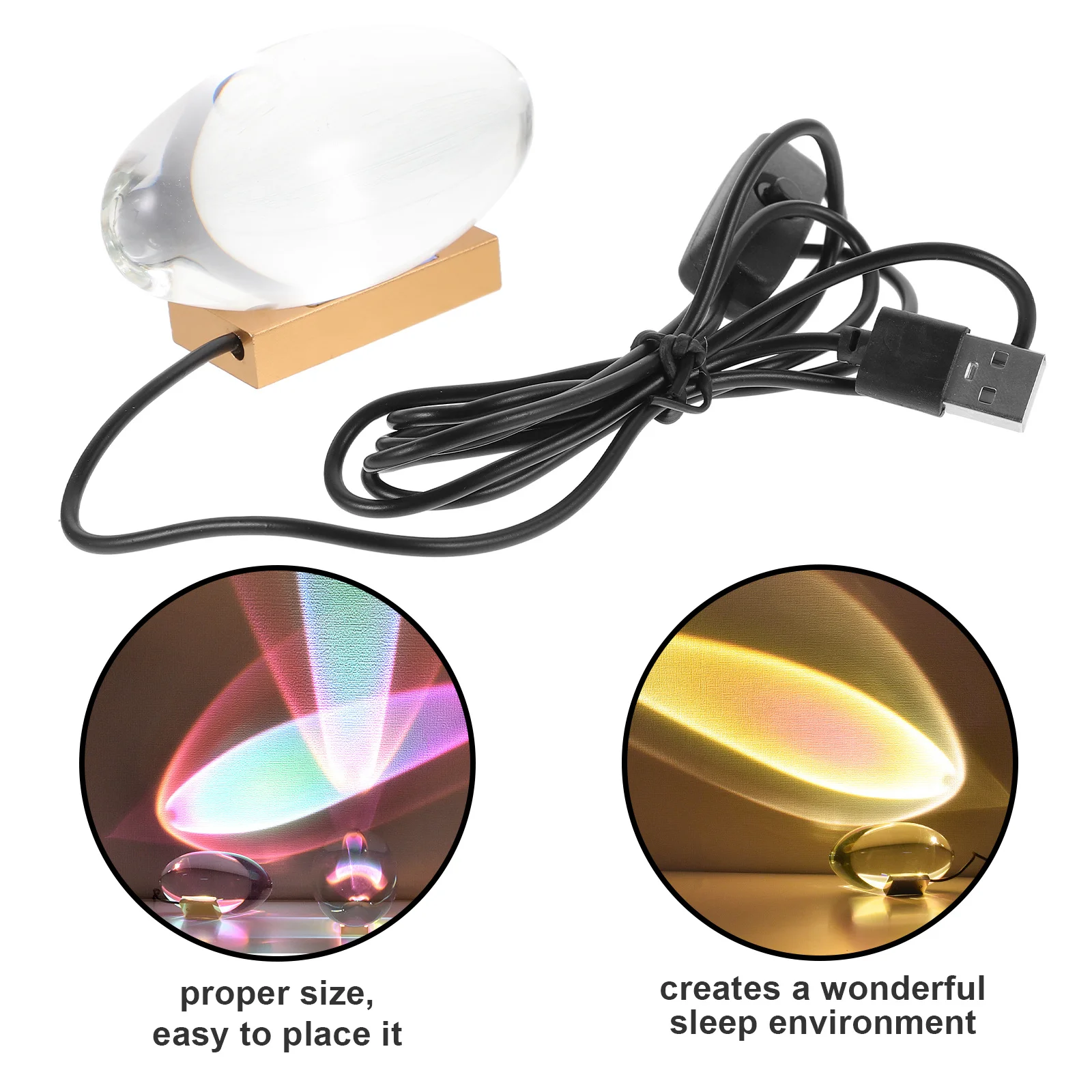 

Creative Projection Lamp Rainbow Color Night Light Bedroom Decor Glass Desk Lamp Usb Powered Multi-Function Room Projector