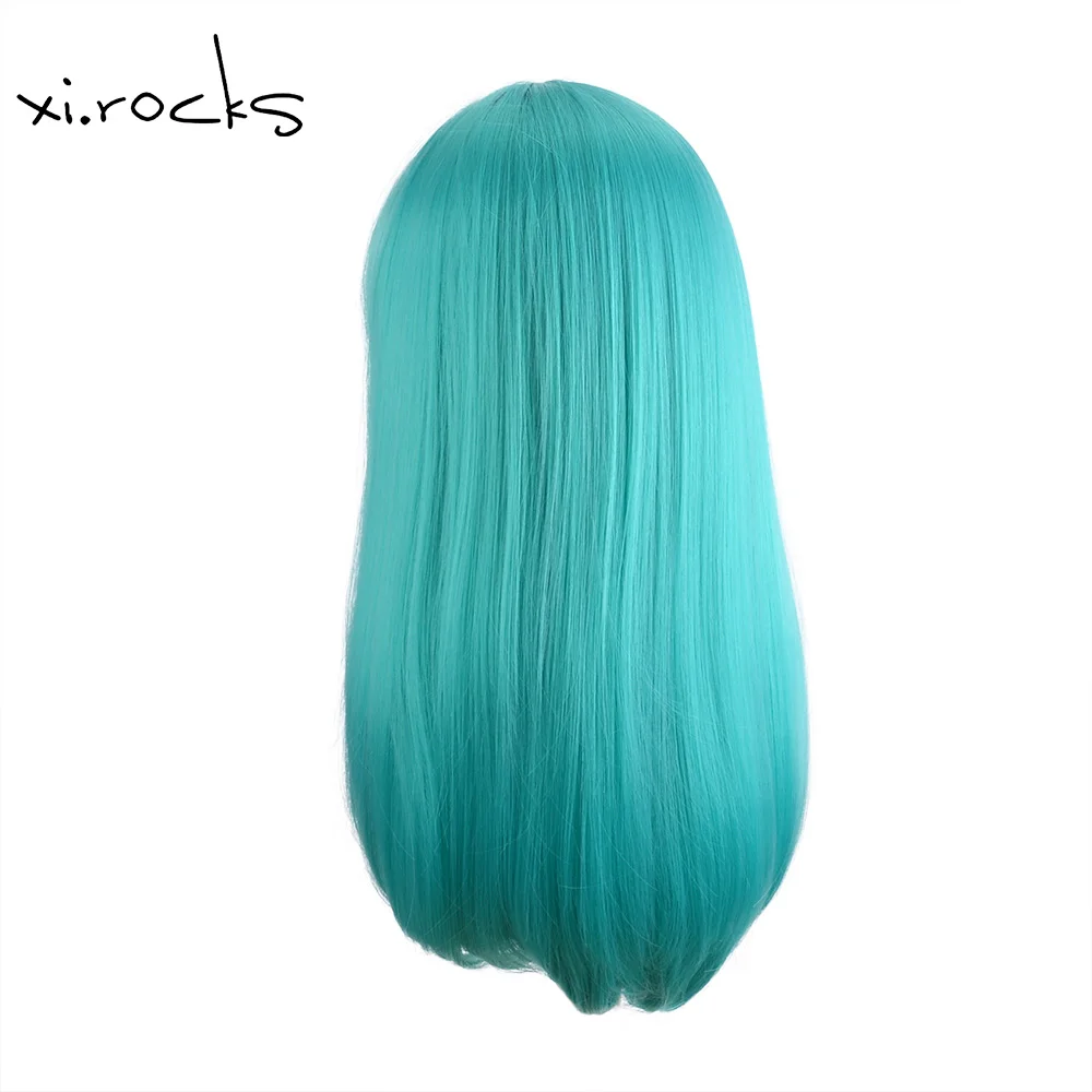 Xi.Rocks 143I Green Long Curly Naturly  Synthetic Hair Cosplay Wig For Women Heat Resistant Fiber Full Daily Hairpiece