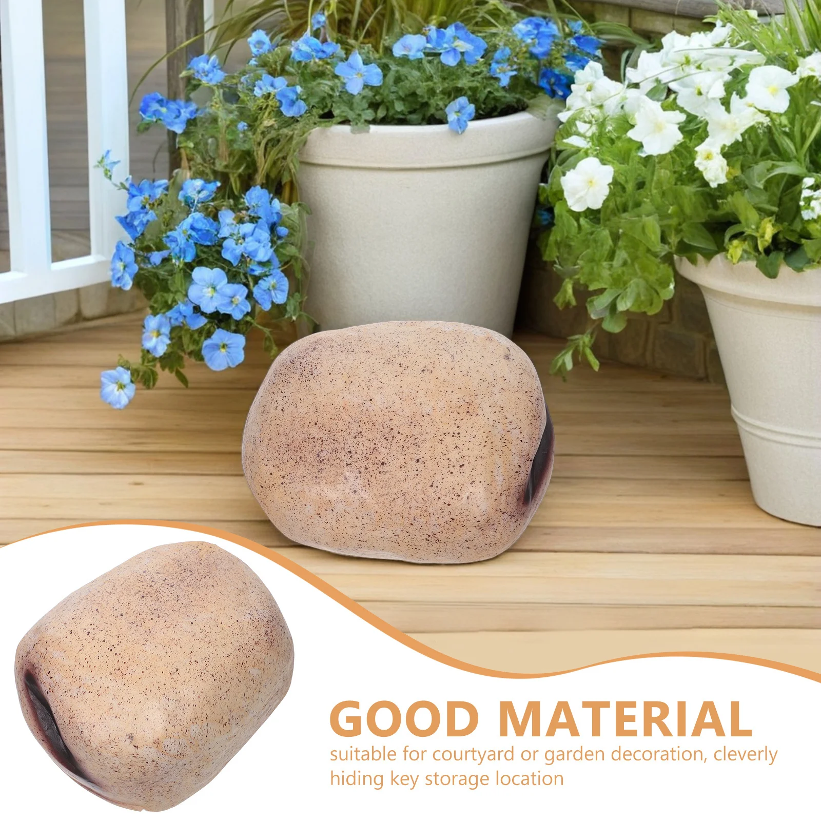 حامل مفاتيح مخفي للديكور الخارجي على شكل حجر من الراتنج مصنوع للوصول السريع وصندوق إخفاء مزخرف آمن