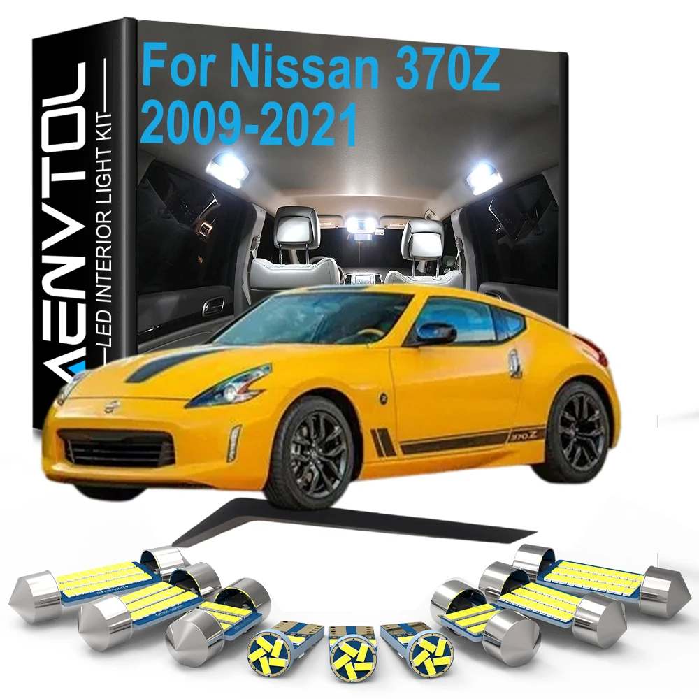 For Nissan 370Z 2009- 2013 2014 2015 2016 2017 2018 2019, 11Pcs Car LED Bulb Interior Inside Dome Map Reading Trunk Light Kit