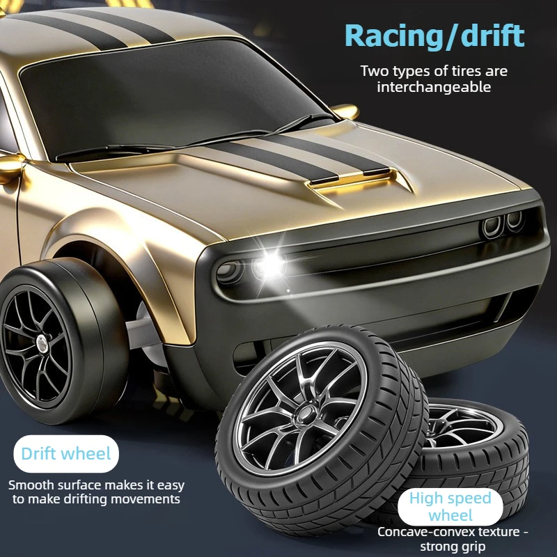 4WD RC Drift Car with LED Headlights Underbody Glow Lights 2.4G Remote Control Variable Speed Drift Racing Toy for Kids Boy Gift