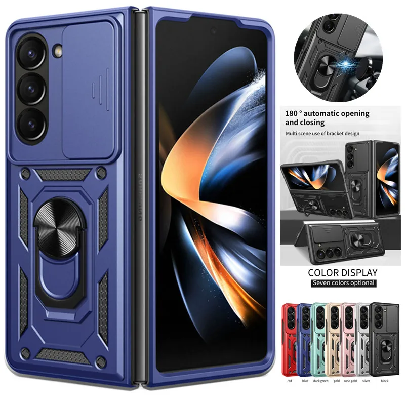 New Armor Shockproof Case For Samsung Galaxy Z Fold 6 5 4 3 5G Cover With Ring Magnetic Holder Capa Fundas Shell Coque