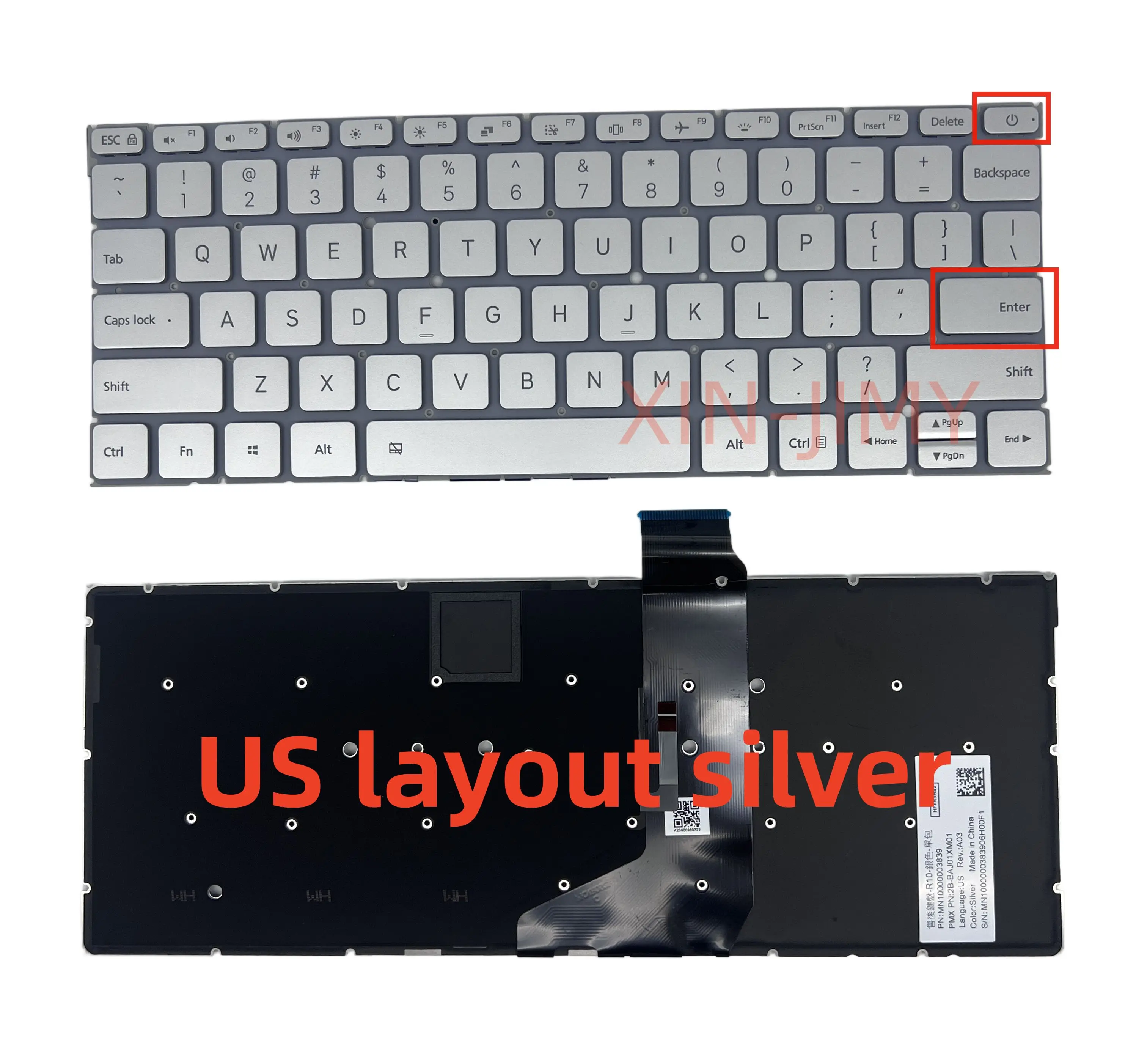 

Черная клавиатура для ноутбука с американской раскладкой для XIAOMI AIR 12,5 161201 TM1607, серебристая с подсветкой