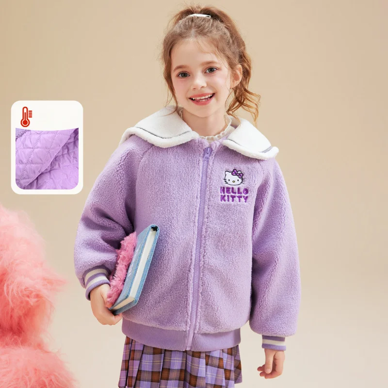 

【Officially authorized】HelloKittyGirls' Autumn and Winter Coat Color Block Jacket Suitable for casual outings Perfect Christmas、