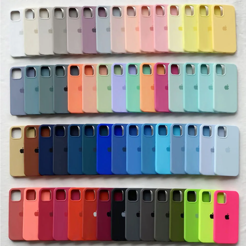 Original Liquid Silicone Phone Case for iPhone 16 15 14 13 12 11 Pro Max Apple Cases for iPhone 12 13 11 16 Plus Full Logo Cover