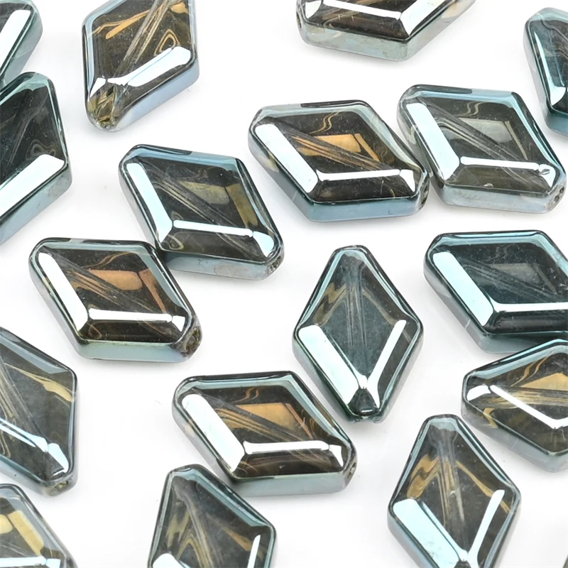 15mm Czech Glass Bicone Beads Electroplated Color Rhombic Crystal Beads Handmade Diy Crafts Pendant Rings Accessories