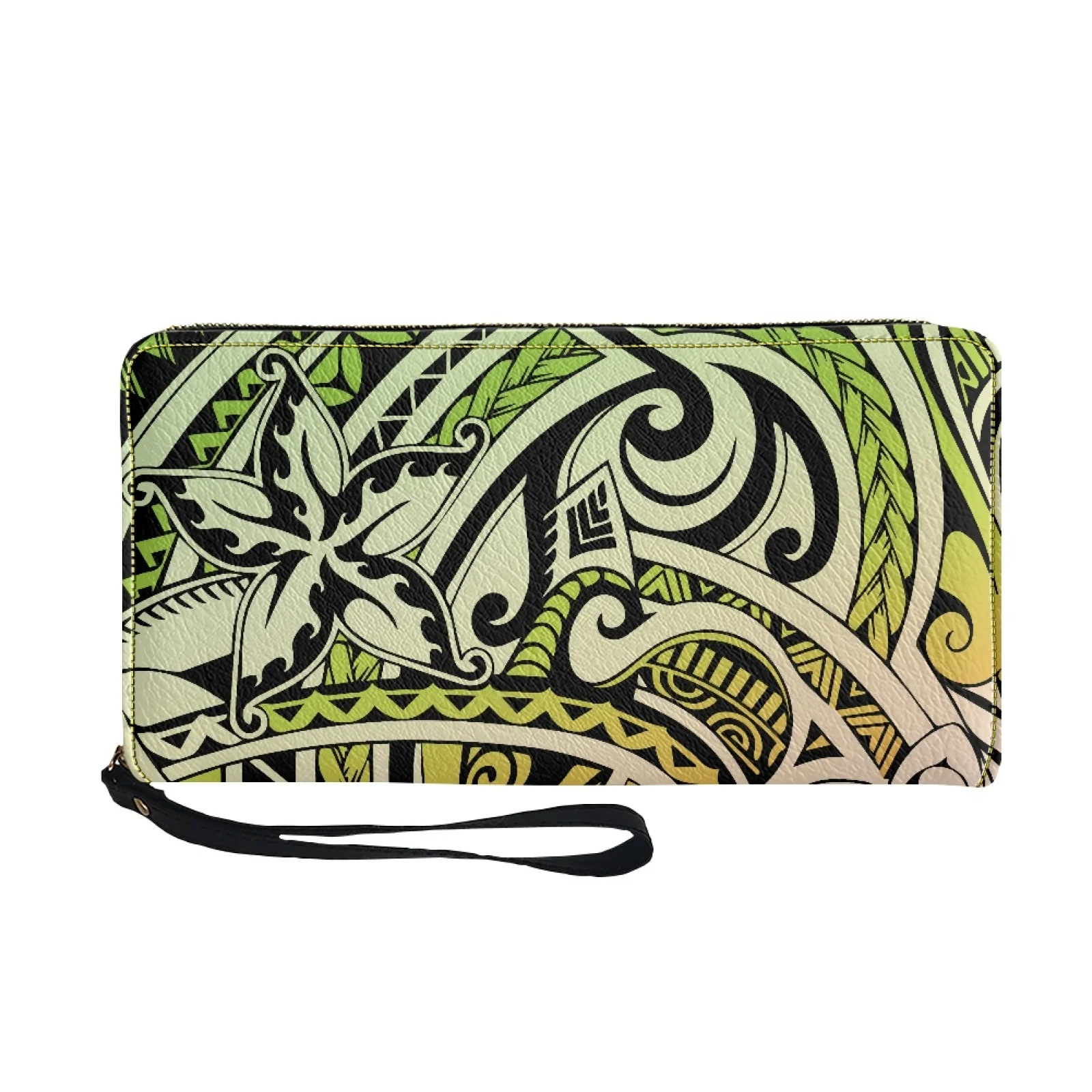 

Polynesian Tribal Pohnpei Totem Tattoo Prints Long PU Leather Purse Fashion Female Clutch Large Capacity Zipper Phone Purse