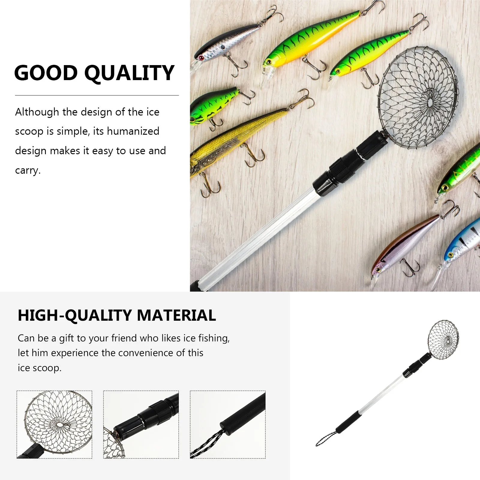

High Wire Ice Scoop Portable Strainer Collapsible For Ice Fishing Practical Helper Wide