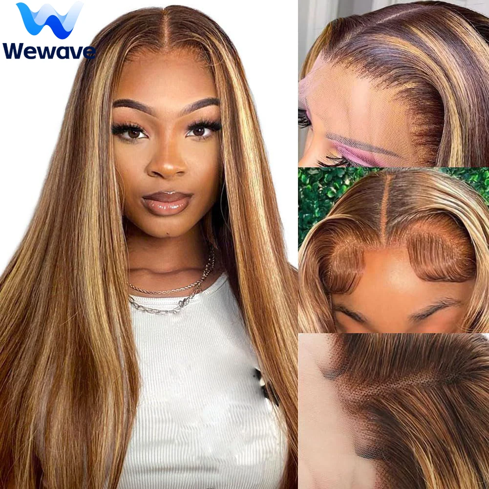 

Wewave Прямые парики из натуральных волос P4/27 Выделите парик из человеческих волос Парики из натуральных волос высокой плотности 13x4 13x6 Hd Кружевной фронтальный парик