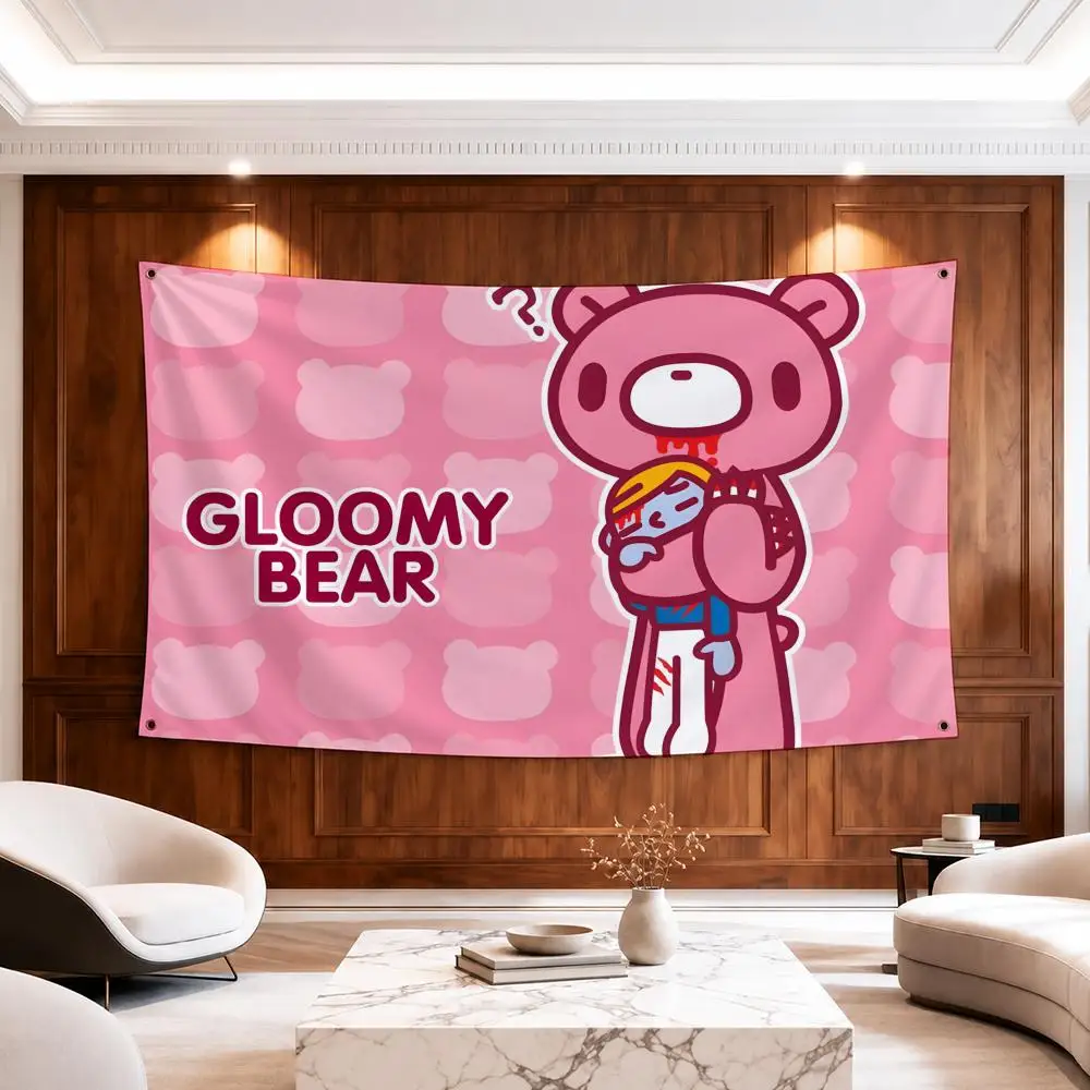 Character Gloomy Bear Flags Modern Fabric Banner Pennants Apt Living Room Photo Corner Wall Ornament Deco