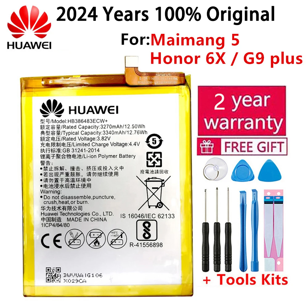 Huawei Original Battery HB386483ECW+ 3340mAh for Huawei Maimang 5 / Honor 6X G9 plus MLA-AL00 MLA-AL10 Replacement Batteries