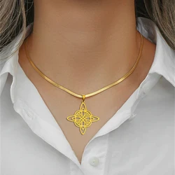 Fashion Witch Knot Necklace for Women Gold Color Stainless Steel Snake Chain Necklace Jewelry Christmas Gift Wholesale
