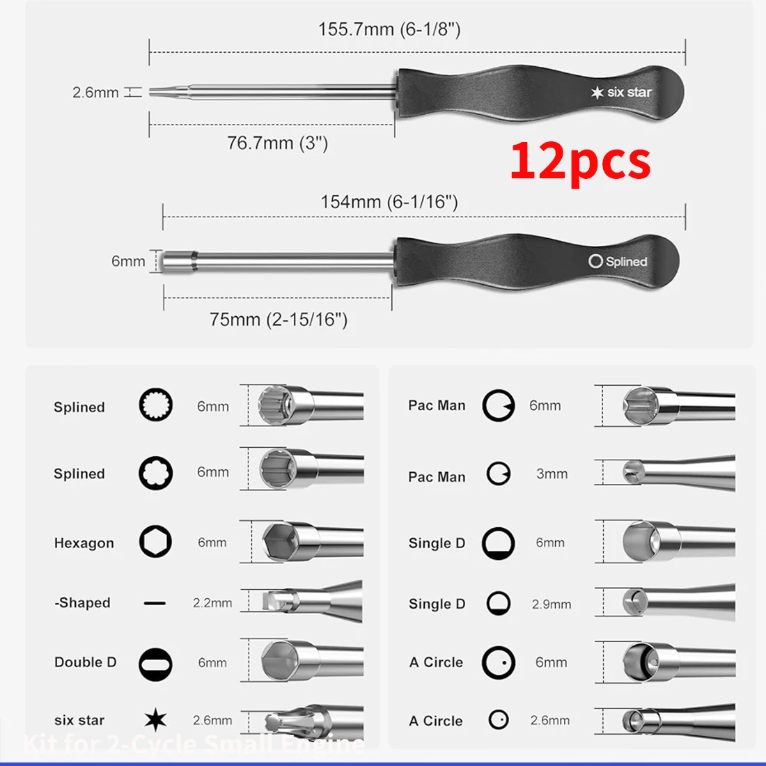 12pcs Carburetor Adjustment Tool Kit for 2 Cycle Small Engine Echo STHIL Poulan Husqvarna MTD Trimmer Weedeater Chainsaw