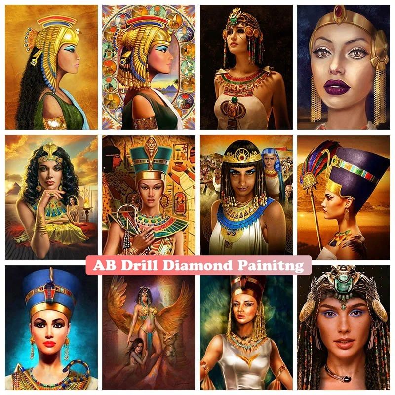 

Ancient Egyptian Queen 5D DIY AB Diamond Painting Mosaic Egypt Woman Portrait Cross Stitch Rhinestones Home Decor New Arrivals