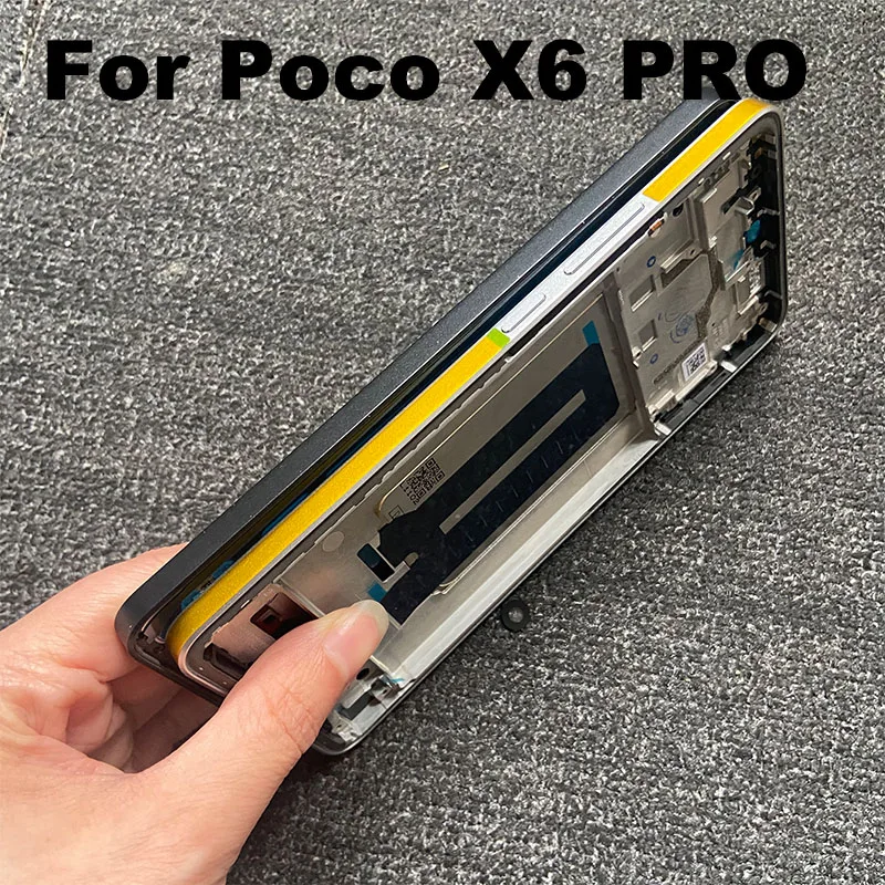 For Xiaomi Poco X6 Pro 5G LCD Front Bezel Middle Frame Faceplate Housing Chassis + Buttons Smartphone Repair Parts