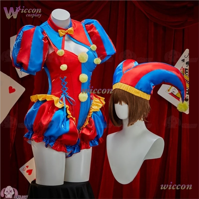 

Uniform Original Design Digital Cartoon Pomnii Clown Circus Cosplay Costume Hat Dress Carnival Funny Outfit Limited Sale Ships