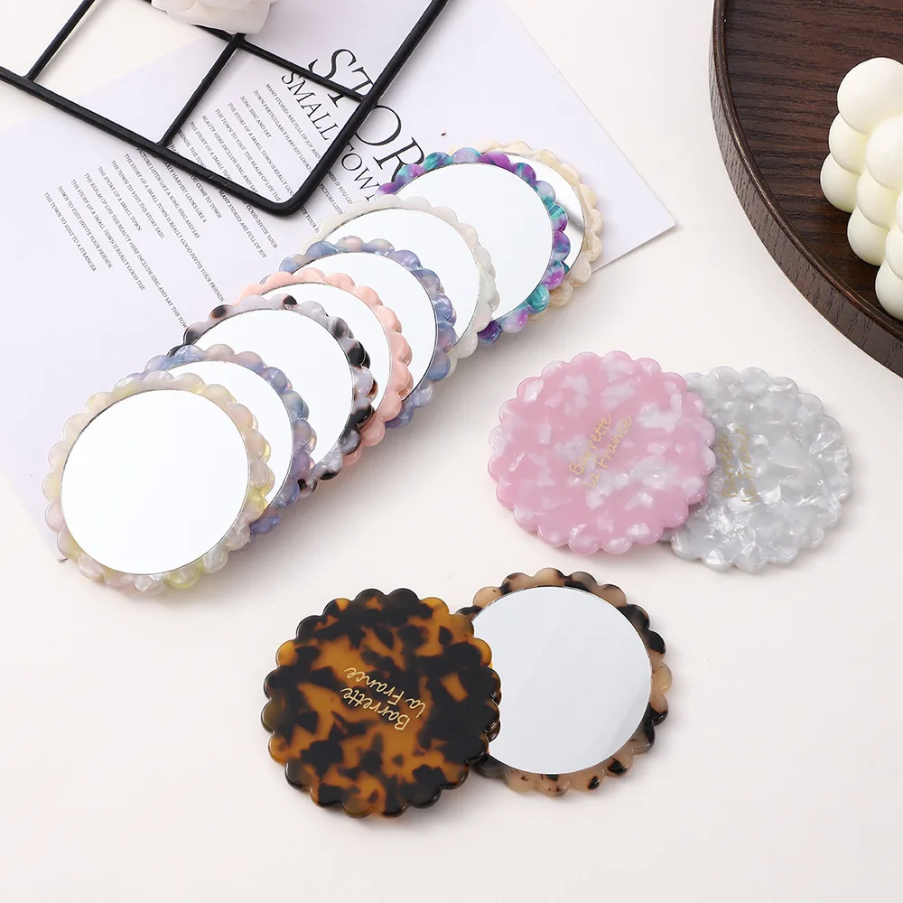 Sunflower Shaped Acetic Acid Makeup Mirror Handheld Mirror Hand Mirror SPA Salon Compact Acetic Mirrors For Women Girl