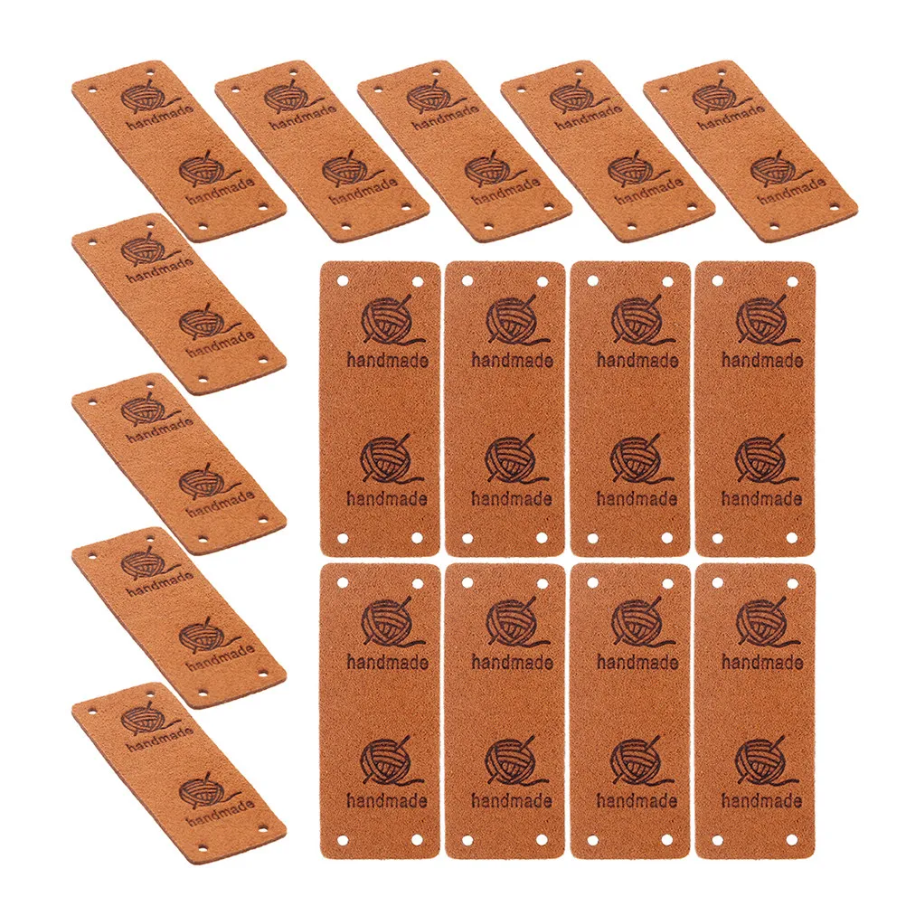 20Pcs Handmade Fake Embossed Tags Clothing Labels Colorful Sewing Labels DIY Accessories for Jeans Bags Hats Crochet