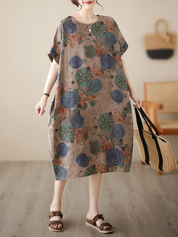 plus Size Cotton Linen Summer New Sle Dr Ethnic Artistic Retro Slimming White Enhancing Tallening Women's Dr