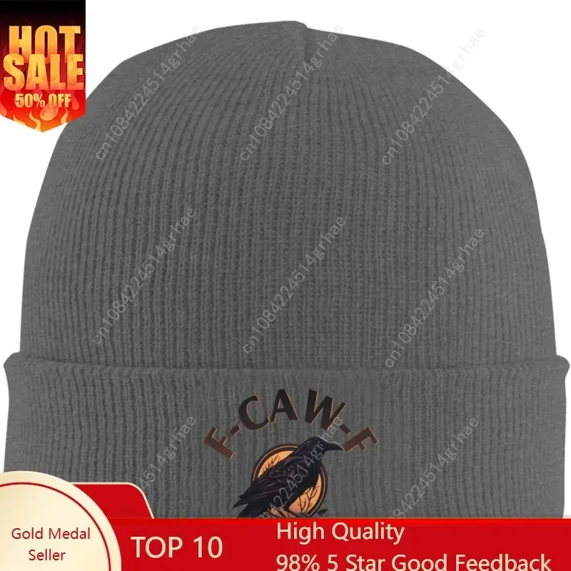 

F-Caw-F Crow Goth Beanie Hat Cool Winter Warm Skull Cuffed Knit Caps Cycling Snow Ski