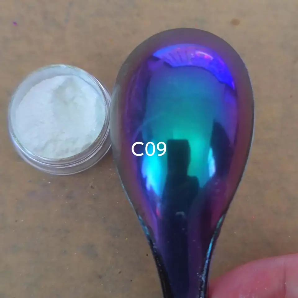 Iridescent Rainbow White Aurora Chrome Super Shifting Chameleon Colorshift Automotive Paint Pigment Powder C09