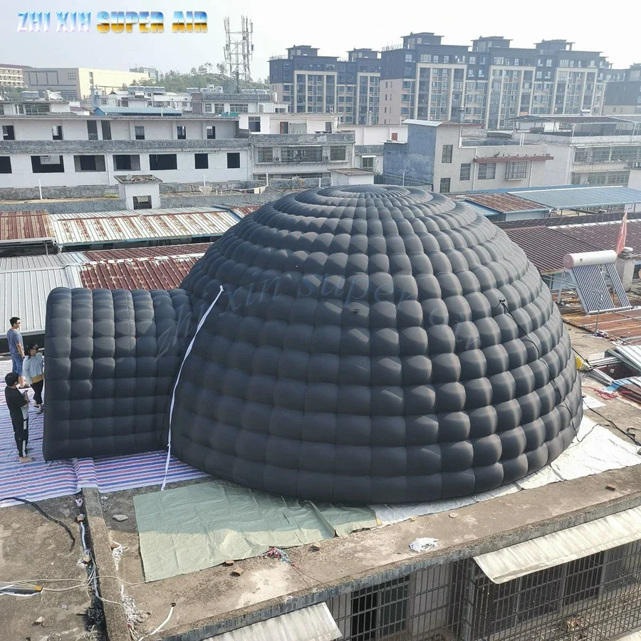 Venda quente personalizado preto ao ar livre inflável cúpula tenda iglu inflável com porta para eventos ou propaganda