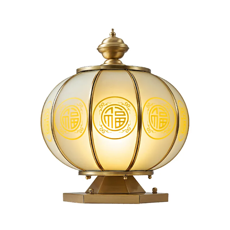 lampu tigma, lampu pilar dinding vila tahan air yang terhubung ke listrik, lampu pilar pintu halaman bergaya Cina baru untuk luar ruangan