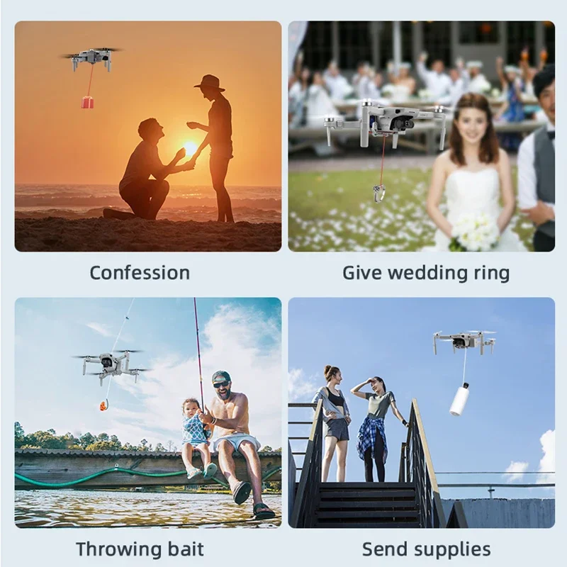 BRDRC Airdrop System for DJI Mini 4K/Mini 2/SE Drone Thrower Fishing Bait Wedding Ring Gift Long Distance Throw Deliver