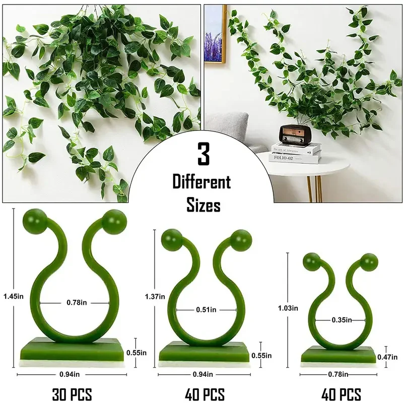 20/40/80pcs Wall Rattan Clamp Plant Climbing Wall Clips Self-Adhesive Plant Fixator Vine Buckle Hook Rattan Fixed Clip Bracket