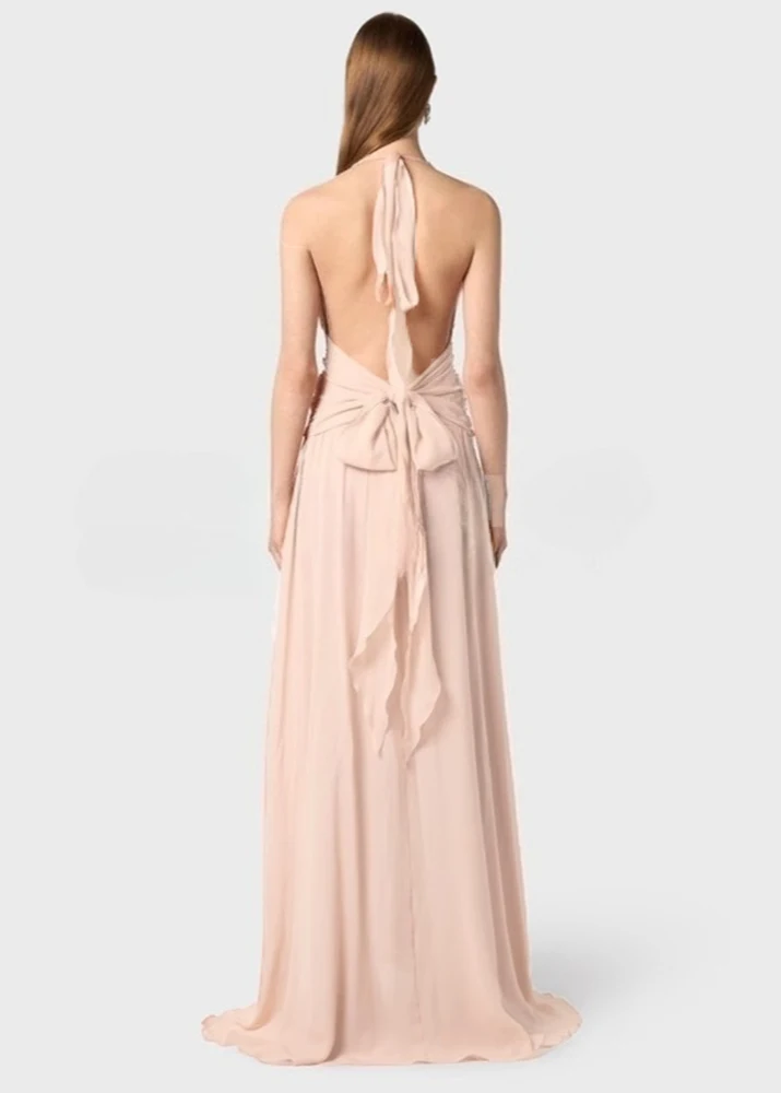 Rosa plissado profundo v vestido feminino elegante verão férias festa sem mangas chiffion roupas senhora streetwear chique vestidos bodycon