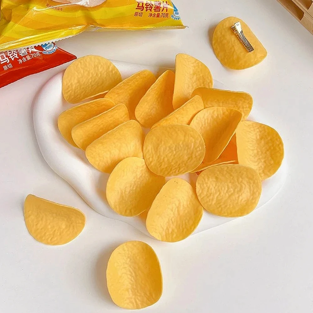 

5/10 шт., забавная заколка для волос с имитацией картофельной чипсы, заколки для волос для девочек и женщин, аксессуары для волос, зажим с уткой, боковой зажим