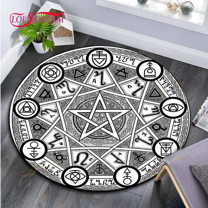 Cartoon Magic Circle Rug Home Decorative Round Carpet Soft Fashion Area Rugs Bedroom Anti-slip Floor Mat Chair Mat Evil Carpet