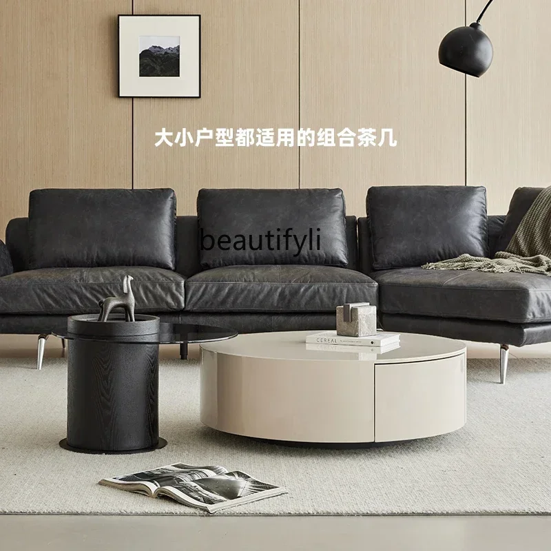 Picture 4: 20031A Round Tea Table Small Apartment Living Room Mini Corner Table Nordic Balcony Glass Side Table Combination