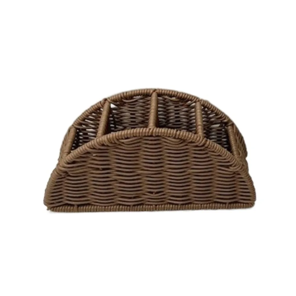 

Imitation Rattan Remote Control Storage Box 4 Grids Handwoven Remote Control Holder Vintage Style Desktop Storage Box