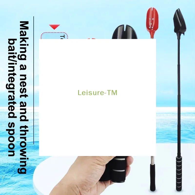 جديد الطعم رمي الملاعق قابل للسحب علف الاسماك الصب مغرفة خفيفة الوزن مقبض طويل عدم الانزلاق صيد السمك التبعي