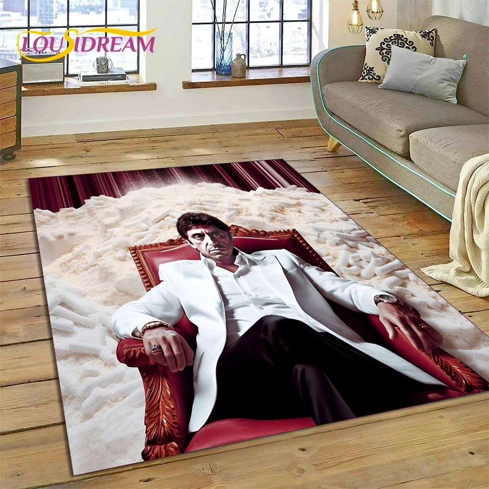 Scarface Tony 3D Printing Movie Rug Carpet for Living Room Bedroom Home Decor,Floor Mat Non-slip Decoration for Sofa Doormat Kid