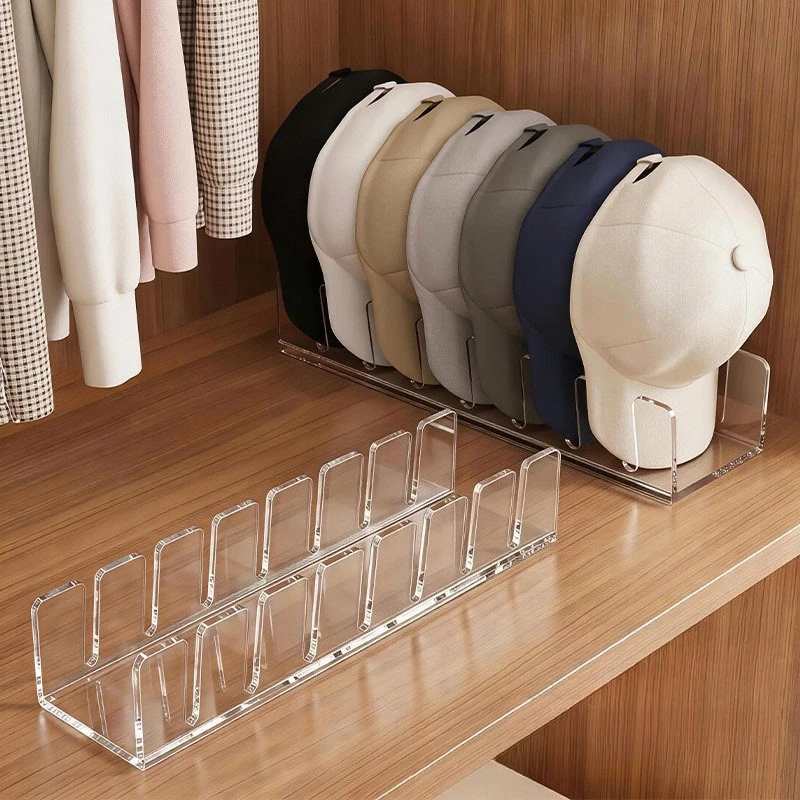 New Clear Acrylic Hat Storage Rack - 7 Layer Cap Organizer - for Baseball Duckbill Hats - Closet Wardrobe Large Capacity Holder
