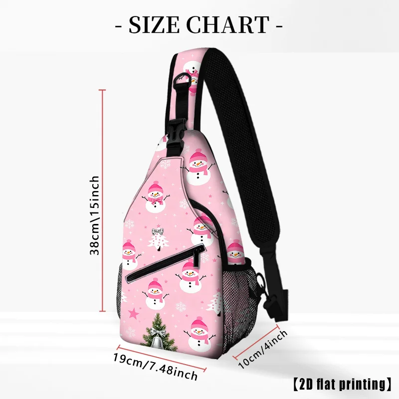 حقيبة كروس لطيفة للمشي لمسافات طويلة في عيد الميلاد مع طباعة رجل الثلج والرنة، حقيبة ظهر بحزام قابل للتعديل - سحاب خفيف الوزن #3
