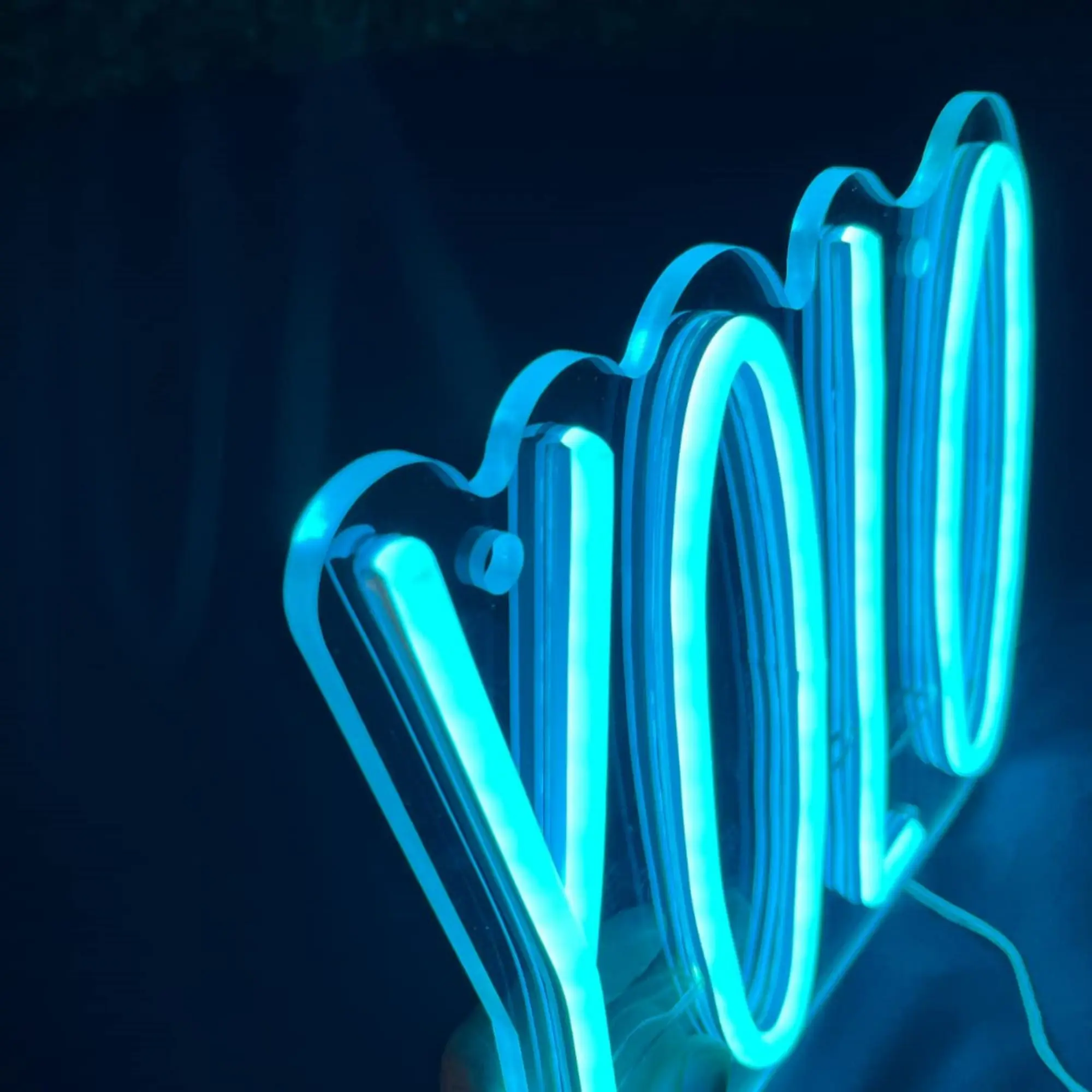 YOLO Neon Sign for Wall Decor LED Sign Neon Lights Signs for Bedroom Wall Ice Blue Room Décor USB Powered with Dimmable Switch