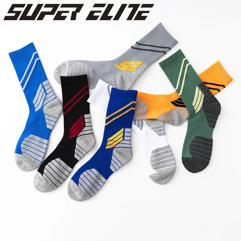 Professional Elite Cycling Socks Mens Thicker Stocking Sweat-Absorbent Basketball Socks Sports Socks Football Skateboard Socks