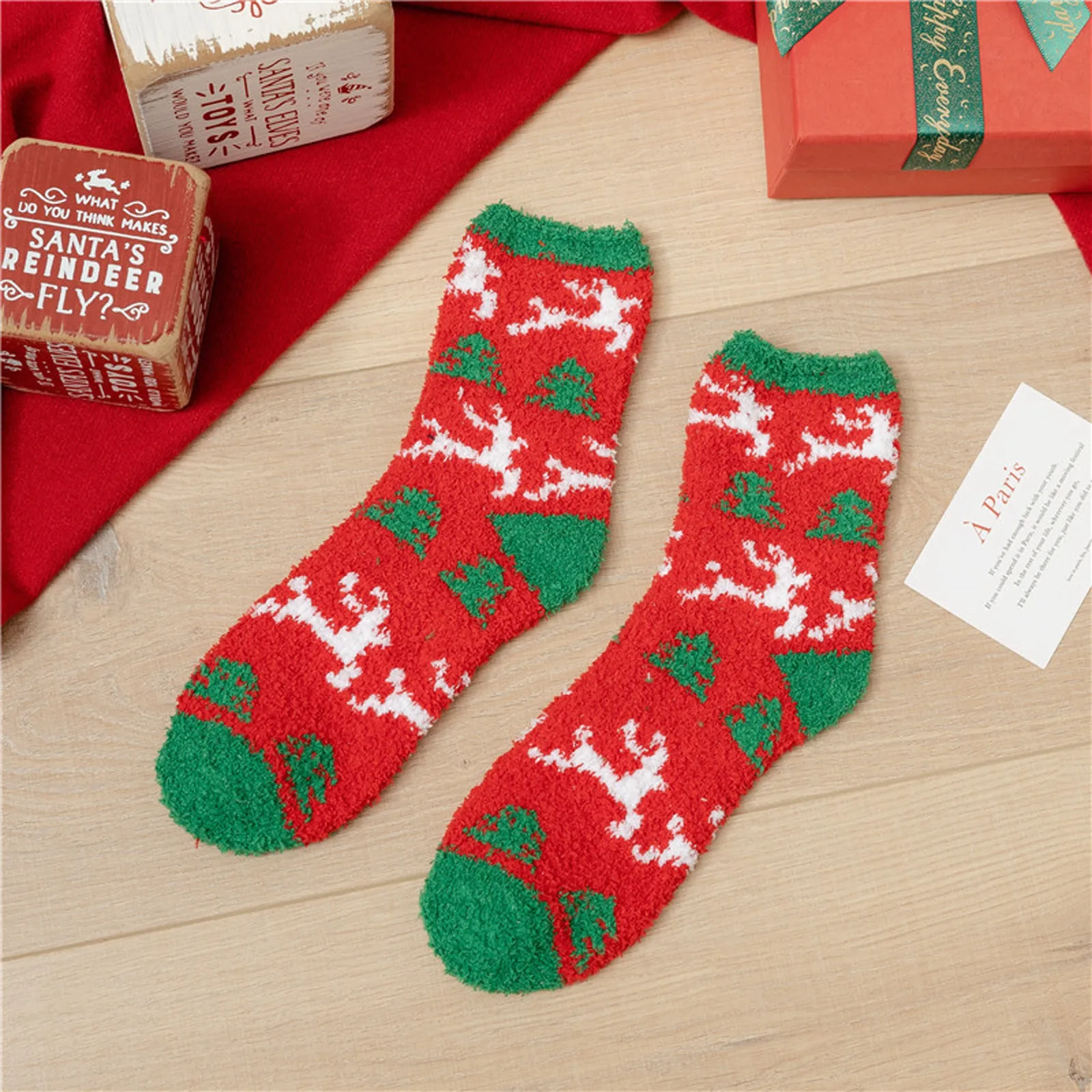 

Christmas Coral Velvet Socks Winter Fuzzy Socks Women Cute Santa Elk Middle Tube Socks Thicken Warm Floor Sleep Socks Home Socks