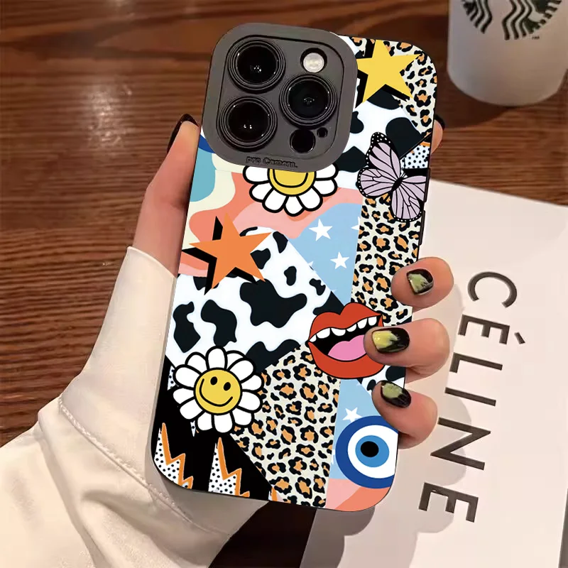 

Leopard Print Flower Phone Case For iPhone 16 Pro Max 16 15 14 13 12 11 XS X XR 7 8 Plus SE 2022 Shockproof Soft Silicone Cover