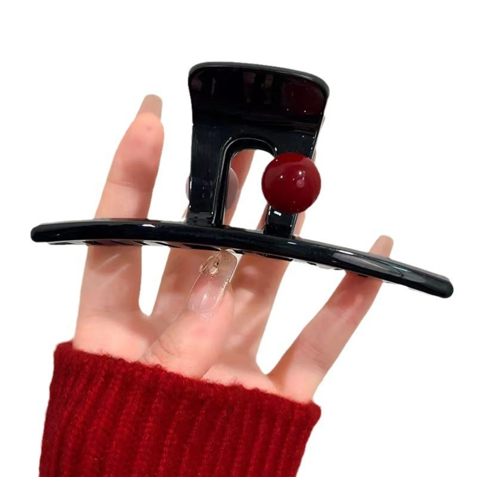 1 шт., заколка для волос с бордовым жемчугом, большой элегантный аксессуар для волос для женщин, идеально подходит для припостей