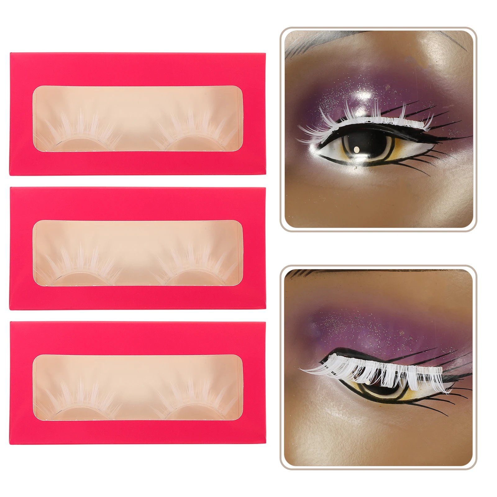 

Fake Eyelashes White Fiber Lightweight Japanese Makeup Carnival Cosplay Halloween Party Dramatic False