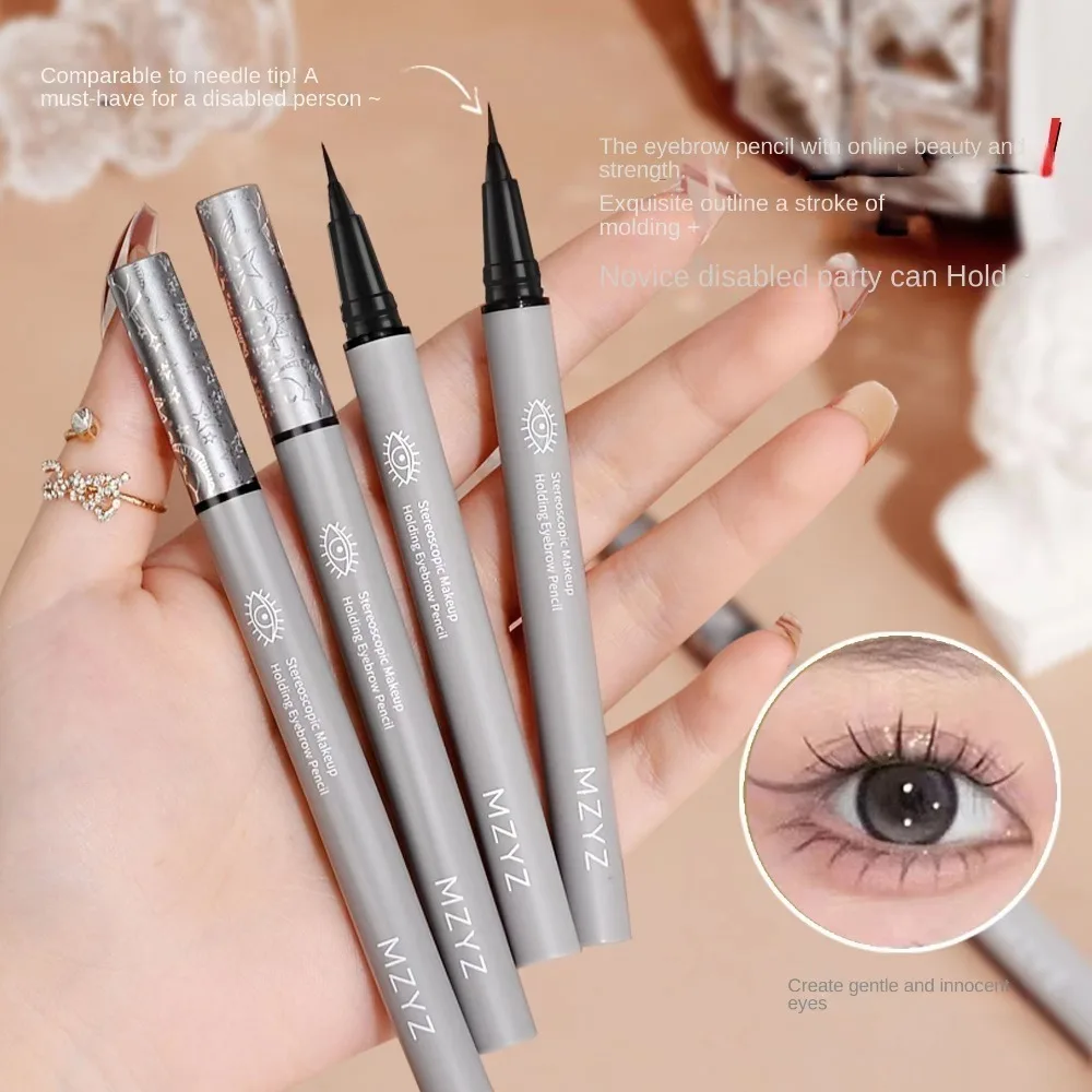 2PCS Long Lasting Ultra Thin Head Sweatproof Eyebrow Enhancers Liquid Eyebrow Pencil Fine EyeLiner Pen Eyebrow Brush
