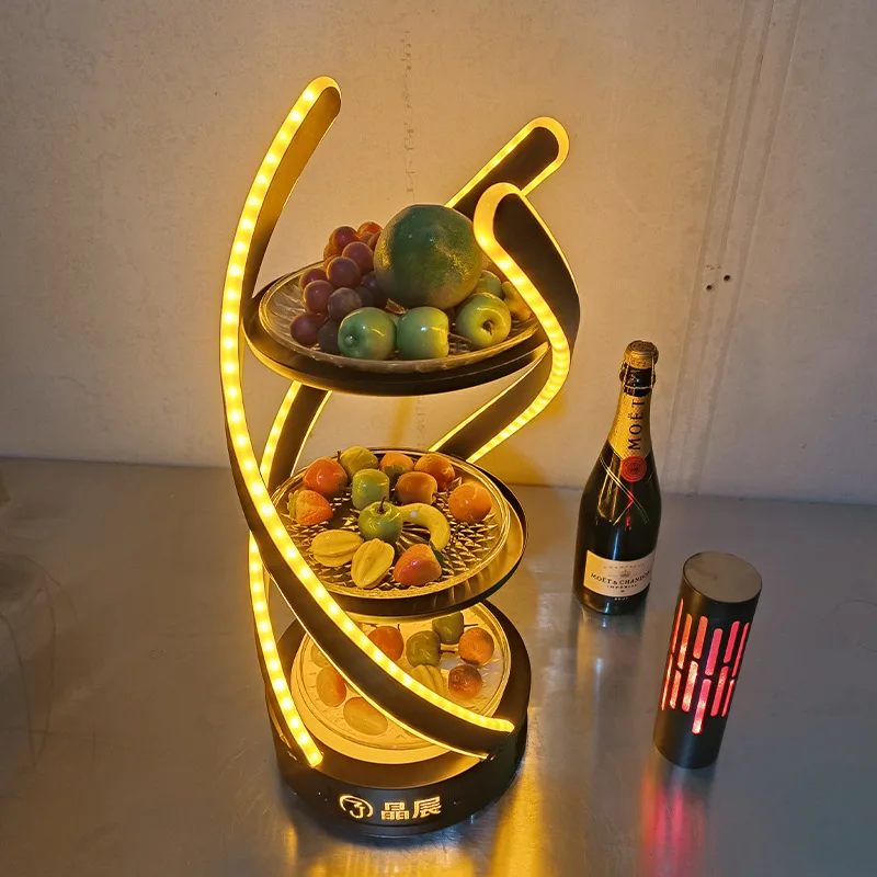 

Three-layer bar luminous fruit plate LED KTV box rotating twist ate multi-layer rack