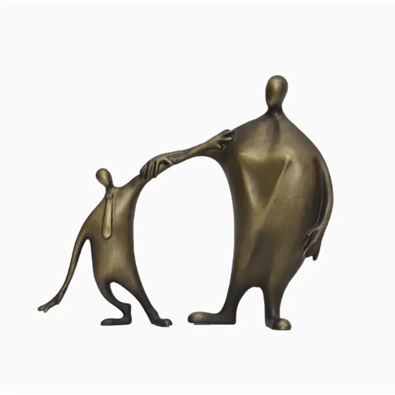 Modern Metal Father Son Sculpture Creative Figurine Art Ornament for Living Room Coffee Table Entrance Decor Dining Home