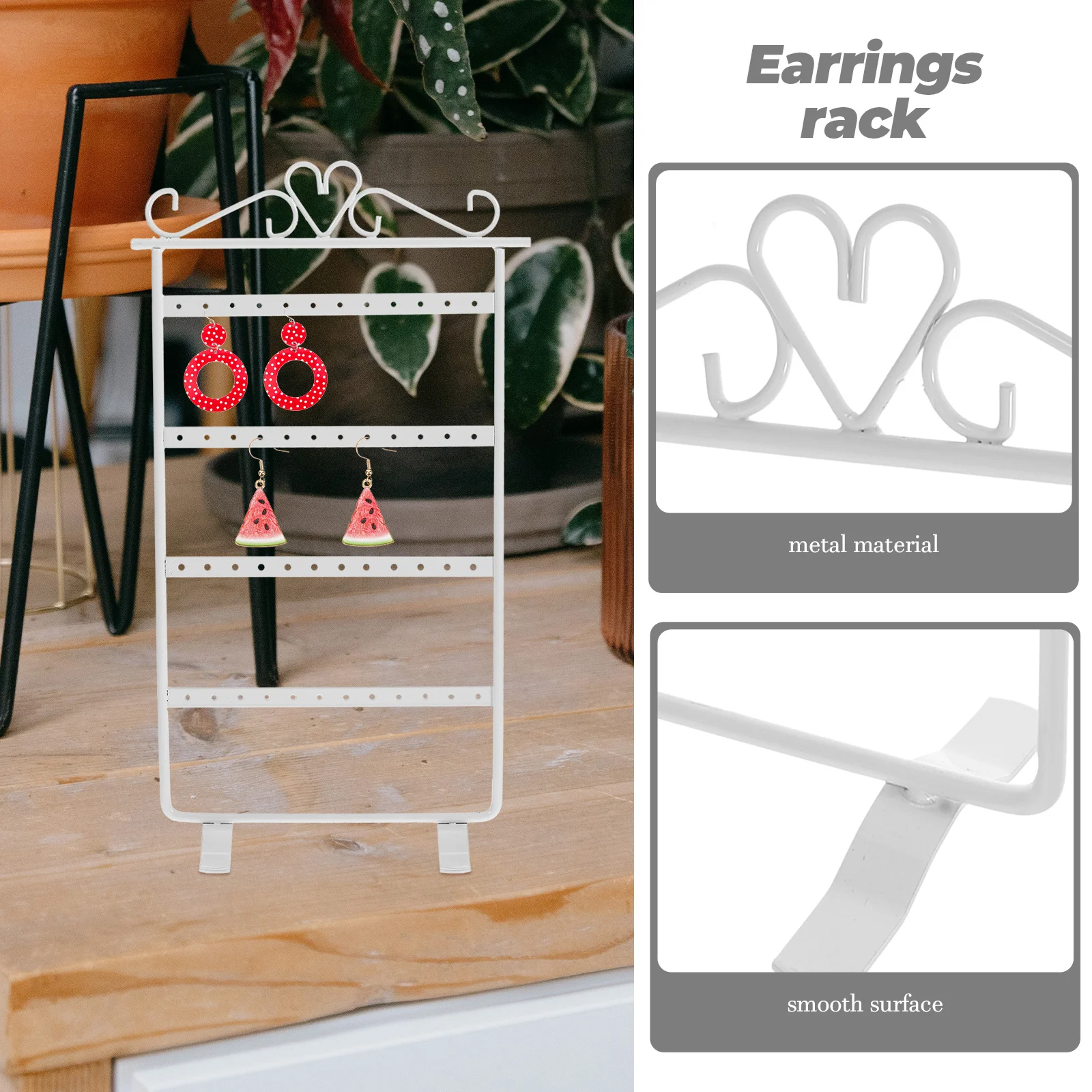 

s Metal Earrings Rack Jewelry Holder Stand ganizer for Earrings Storage Rack White Decorative Show Case Vanity